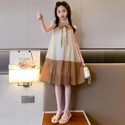儿童夏季韩版女童连衣裙2024女孩中大童娃娃领夏款洋气裙子潮