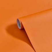 壁纸自粘防水防潮简约纯色橙色橘色红色服装店直播间背景墙纸10米