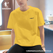 乔丹短袖t恤男2024夏季男士黄色体恤宽松上衣，圆领半袖运动服