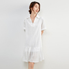 白色镂空连衣裙女短款高级感2024夏季v领气质设计感小众裙子