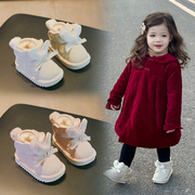 女宝宝雪地靴冬季加绒加厚保暖棉鞋1一2-3岁小童鞋子软底可爱短靴
