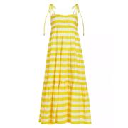 海外购Zimmermann 连衣裙女式黄白条纹吊带式长裙