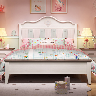 北欧公主床实木 儿童床家具1.5米女孩床桦木单人卧室套房组合套装
