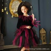女童巫婆cosplay化妆舞会装扮万圣节女巫服装儿童公主裙礼服表演