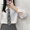 格纹免打灰色领带女jk衬衫，日系学院风情侣款百搭休闲韩版领结