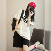 短袖运动服套装女夏季网红炸街小个子时尚休闲卫衣短裤两件套洋气