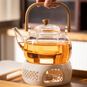 耐热玻璃茶壶套装家用日式茶具，蜡烛台加热保温花茶壶煮茶炉暖茶器