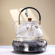 玻璃蒸煮双内胆煮茶壶高档梅花茶提梁壶家用泡茶壶煮茶器茶具