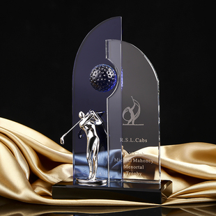 水晶高尔夫奖杯定制金银铜最远距离一杆进洞冠军创意小鸟奖品