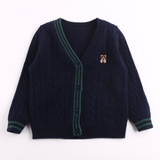 男童毛衣宝宝山羊绒针织羊毛衫，中小童外套儿童纯羊绒开衫秋冬