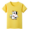 可爱的奶牛男童装蓝色短袖女孩红色T恤宝宝黄色上衣黑色白色纯棉