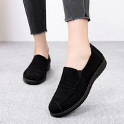 老北京布鞋女鞋时尚款一脚蹬，单鞋舒适软底上班黑色工作鞋妈妈鞋女