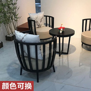 新中家式具铁艺沙发，餐桌椅组合咖啡厅桌椅，靠背圈椅布艺沙发椅运