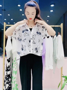 夏季韩范白色雪纺衬衫女2023百搭时尚两件套宽松防晒短袖上衣潮