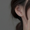 s925纯银流线耳钉女小众，设计感夏季耳环，2022年潮耳饰气质轻奢