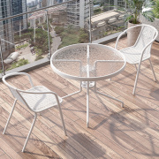 阳台小桌椅休闲茶桌椅组合白色钢化玻璃折叠桌，家用简约小餐桌茶几