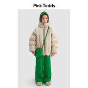 PinkTeddy童装极简儿童羽绒服冬季保暖女童装蝙蝠袖加厚外套