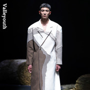 山川秀场款拼色创意羊毛，大衣外套山谷少年，独立设计师男装品牌