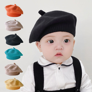婴儿帽子秋冬款贝雷帽小宝宝，毛线帽冬季男女宝新生儿针织帽小月龄