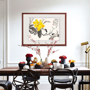 新中式客厅餐厅卧室玄关水墨禅意，轻奢装饰画挂画枇杷国画有框画