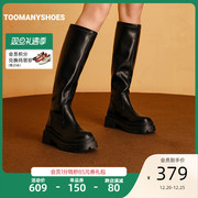 toomanyshoes靴子2023冬长腿，基因后拉链长靴厚底，高筒骑士靴女