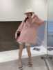欧洲站韩系中长款粉色，针织衫2024春季宽松慵懒风，长袖上衣女装