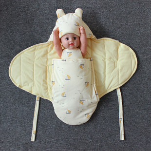 新生儿纯棉彩棉春秋抱被包被婴幼儿宝宝防惊吓蝴蝶抱被包裹棉花被