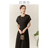 SHIBAI拾白新中式女装原创中国风醋酸提花黑色高端气质刺绣连衣裙