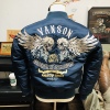 升级版Vanson骷髅翅膀飞行夹克ma1刺绣摩托服 保暖新雪丽复古棉服