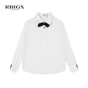 RBIGX瑞比克童装冬季男童领结半叠门襟纯棉白色长袖衬衫