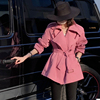 粉色小个子西装领高级感洋气收腰休闲风衣外套欧货2024年春季