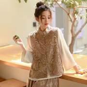 春季女装新中式马甲，女外穿中国风刺绣背心，复古无袖上衣