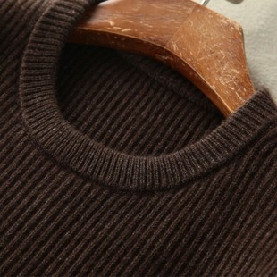 欧美牦牛绒男士毛衣修身加厚套头纯天然原色天赐财富日系复古纯色
