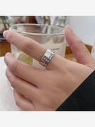 笑脸宽版不掉色泰银指环，女个性韩系食指，戒925银戒指
