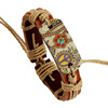 欧美流行饰品麻绳编织牛皮，手链复古风，烫画和平标志皮手链手环