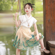 马面裙女童汉服夏款儿童中国风两件套中式薄款古风半身裙套装夏季