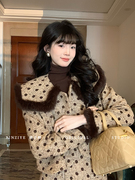 欣子野莫尔访客，秋冬气质显瘦波点女小众设计外套，半裙套装