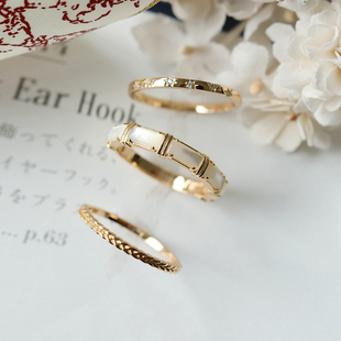 费加罗的婚礼。超精致大牌风天然白蝶贝星星麦穗三件套银镀金戒指
