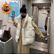 欧洲站羽绒马甲女2023春秋冬时尚，宽松白鸭绒(白鸭绒)外穿背心马夹外套