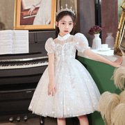 礼服小洋装连衣裙10岁女童纯白色公主裙八周小女孩舞台走秀演出服