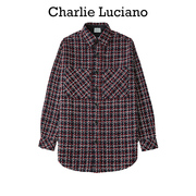 Charlie Luciano黑红色小香编织衬衫外套男女同款21情侣上衣
