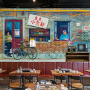 餐厅专用墙纸复古怀旧80后墙贴纸小卖部贴画，火锅店装饰背景墙壁纸