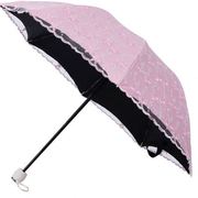 粉色少女心公主伞，蕾丝双层黑胶涂层遮阳防晒防紫外线甜美淑女