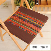 东南亚复古棉麻拼布椅垫民族风，条纹餐桌布艺坐垫酒吧长板凳垫