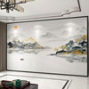 墙纸定制3d立体新中式山水画电视，背景墙壁纸客厅影视墙布装饰壁画
