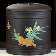 宜兴紫砂茶叶罐陶瓷大号，手工中式复古套装，存储普洱茶饼收纳盒米缸