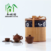 竹编圆形普洱茶七子饼包装盒茶叶，盒罐茶叶7子，桶收纳茶桶竹篮