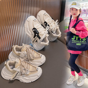 女童鞋子儿童运动鞋老爹鞋2023秋季学生透气网面休闲街舞童鞋