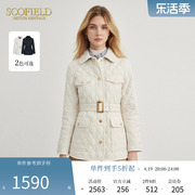 scofield女美拉德气质，经典英伦风菱形绗缝棉服，外套2023秋冬