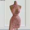 dress粉色短款甜美晚礼服2021高端定制钢琴演出红毯走秀礼服